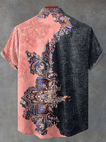 Splicing Ethnic Art Totem Art Pattern Casual 100% Cotton Shirt